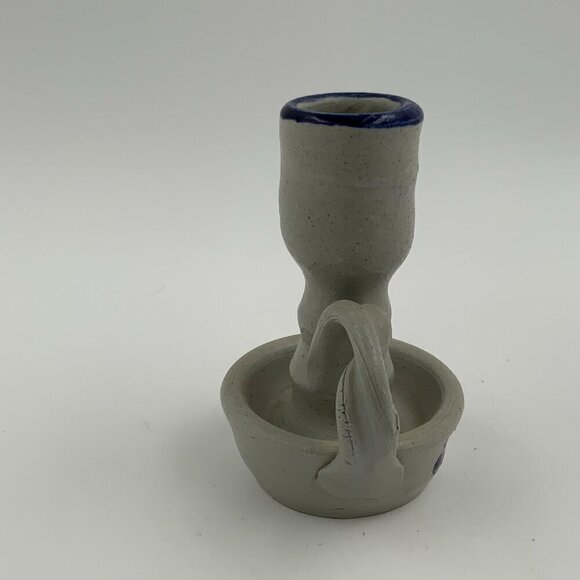 Williamsburg Pottery Salt Glaze Cobalt Blue Stoneware 4” Candle Holder - Picture 5 of 6